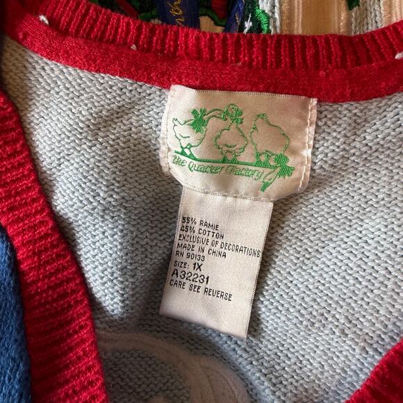 Vtg Y2K 2000s Embellished Christmas Sweater Plus Size 1X - Picture 9 of 10